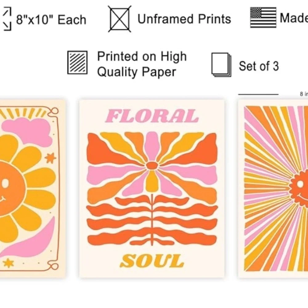 Floral Soul Art Print - Pink and Orange (061) - Picture 2 of 4